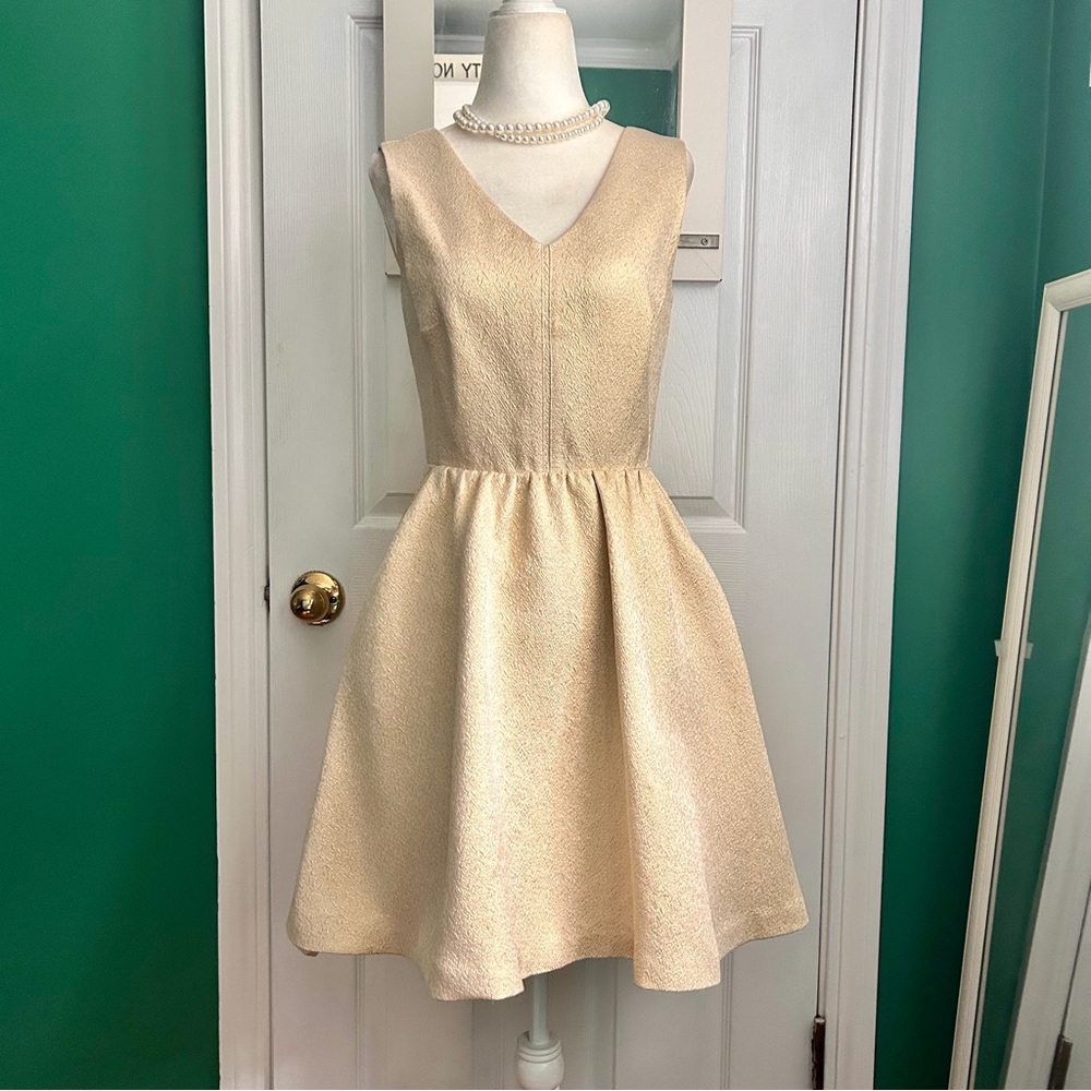 Vineyard Vines Gold Metallic Jacquard Cocktail Dress Size 2